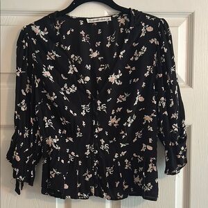 Floral Black Blouse
